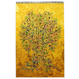 Tree Of Life - Spirals Leaves Fruits 1 Calendar