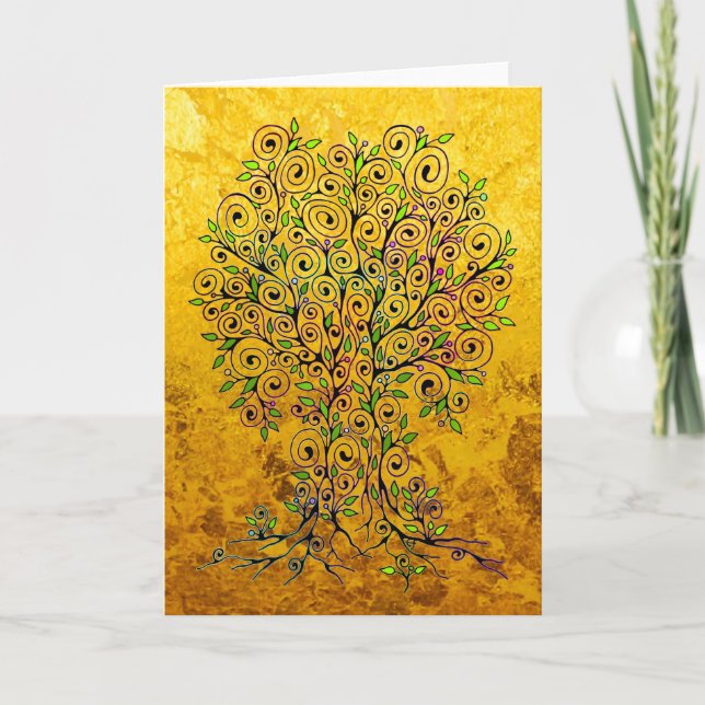 Tree Of Life - Spirals Leaves Fruits 1 Card (Front)
