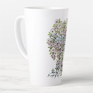 Tree Of Life - Spirals Leaves Fruits 1 Latte Mug