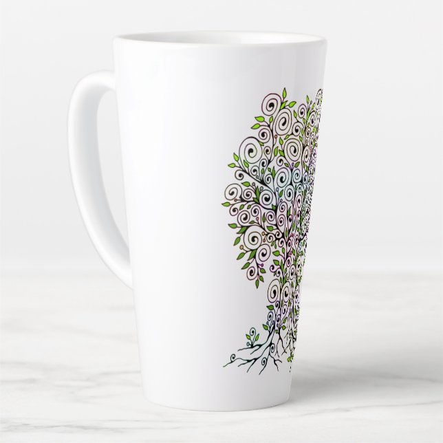 Tree Of Life - Spirals Leaves Fruits 1 Latte Mug (Left Angle)