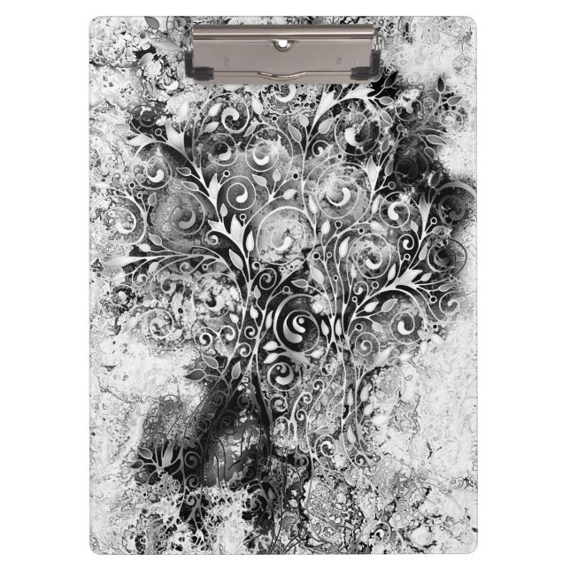 Tree Of Life - Spirals Leaves Grunge Style 1 Clipboard (Front)