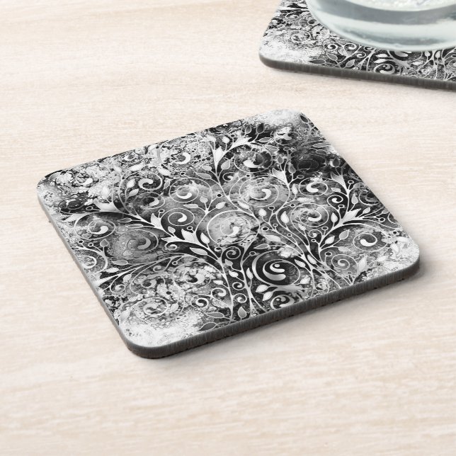 Tree Of Life - Spirals Leaves Grunge Style 1 Coaster (Left Side)