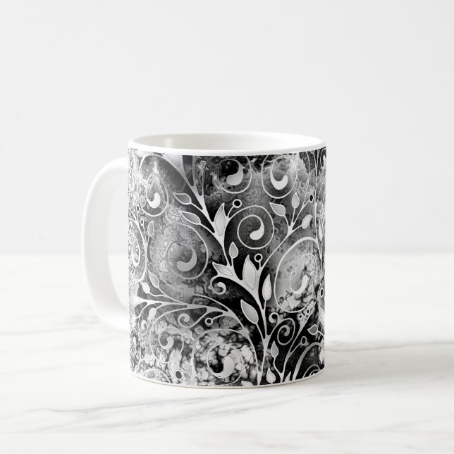 Tree Of Life - Spirals Leaves Grunge Style 1 Coffee Mug (Front Left)