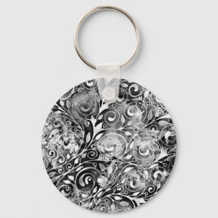 Tree Of Life - Spirals Leaves Grunge Style 1 Key Ring