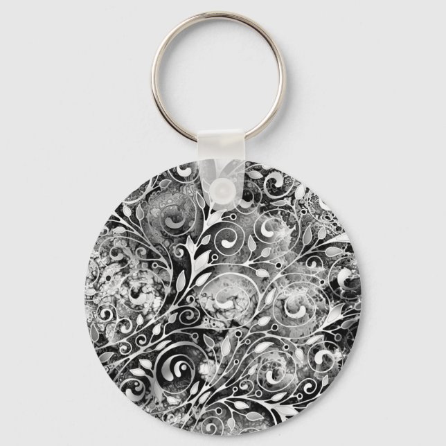 Tree Of Life - Spirals Leaves Grunge Style 1 Key Ring (Front)