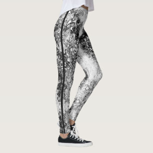 Tree Of Life - Spirals Leaves Grunge Style 1 Leggings