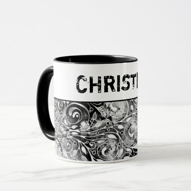 Tree Of Life - Spirals Leaves Grunge Style 1 Mug (Front Left)