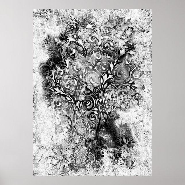 Tree Of Life - Spirals Leaves Grunge Style 1 Poster (Front)