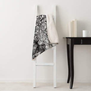 Tree Of Life - Spirals Leaves Grunge Style 1 Sherpa Blanket