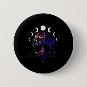 Tree Of Life Spiritual Shirt Moonphases For Yoga _ 6 Cm Round Badge