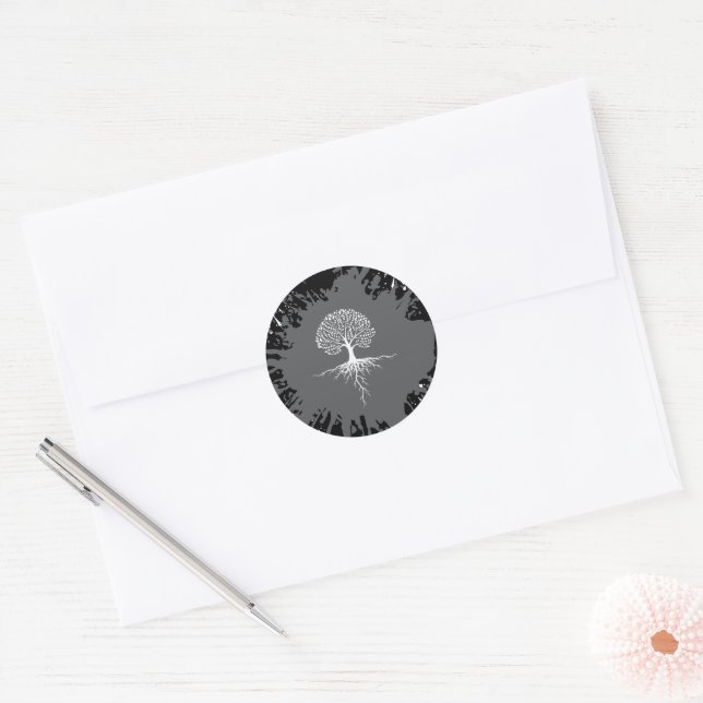 Tree of Life Splatter Round Sticker (Envelope)