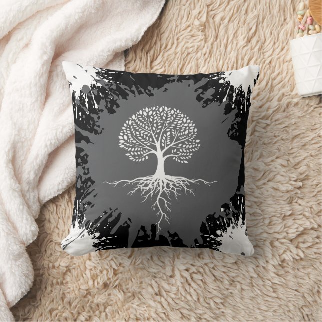 Tree of Life Splatter Throw Pillow (Blanket)