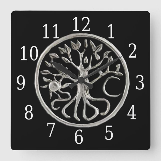 Tree Of Life Square Clock (Front)