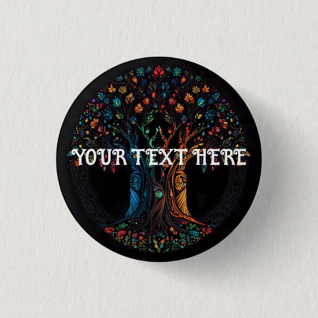 Tree of Life Stained Glass Mosaic  3 Cm Round Badge (Front)