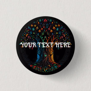 Tree of Life Stained Glass Mosaic  3 Cm Round Badge