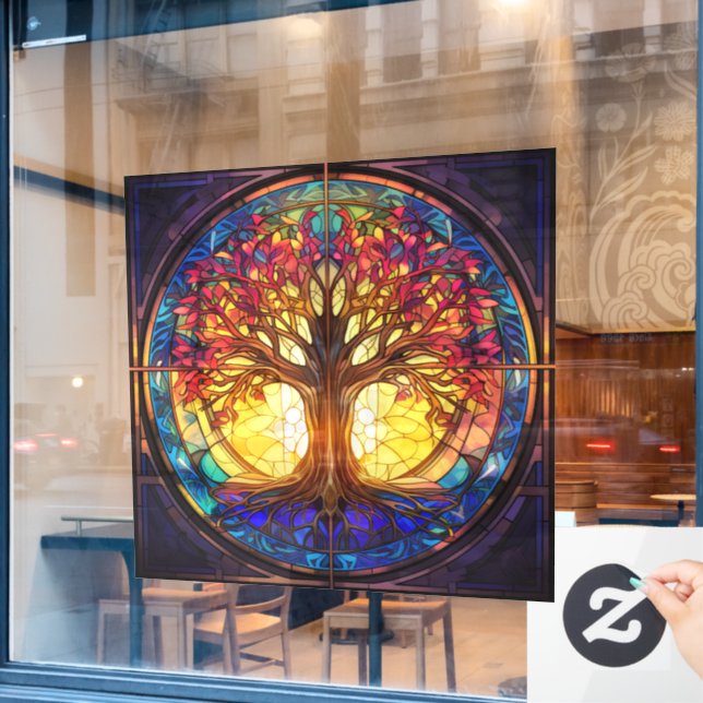 Tree of Life Stained Glass Window Cling (Cafe Window)