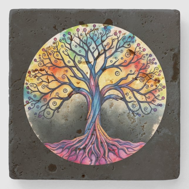 Tree of Life  Stone Coaster (Front)