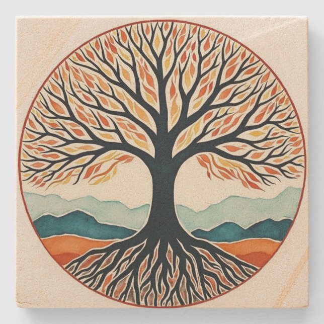 Tree of Life  Stone Coaster (Front)