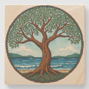Tree of Life  Stone Coaster