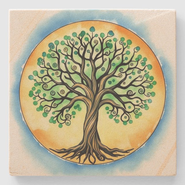 Tree of Life  Stone Coaster (Front)