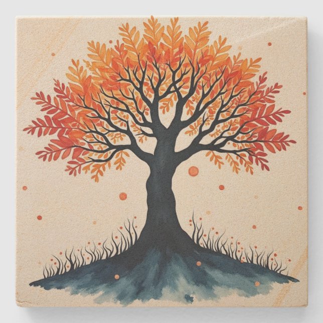 Tree of Life  Stone Coaster (Front)