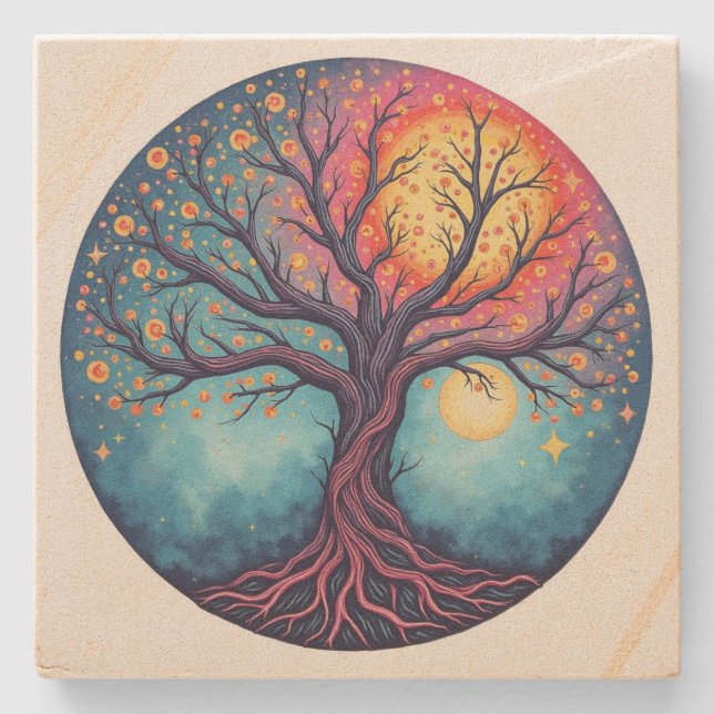 Tree of Life Stone Coaster (Front)