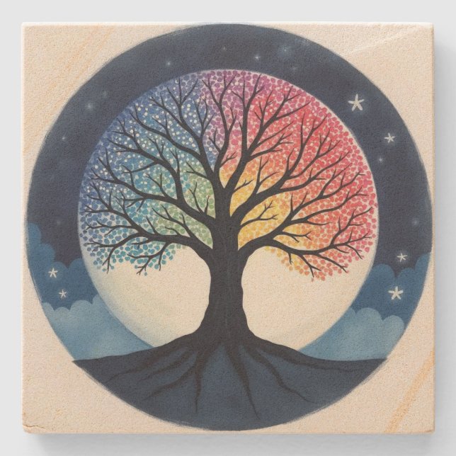 Tree of Life  Stone Coaster (Front)
