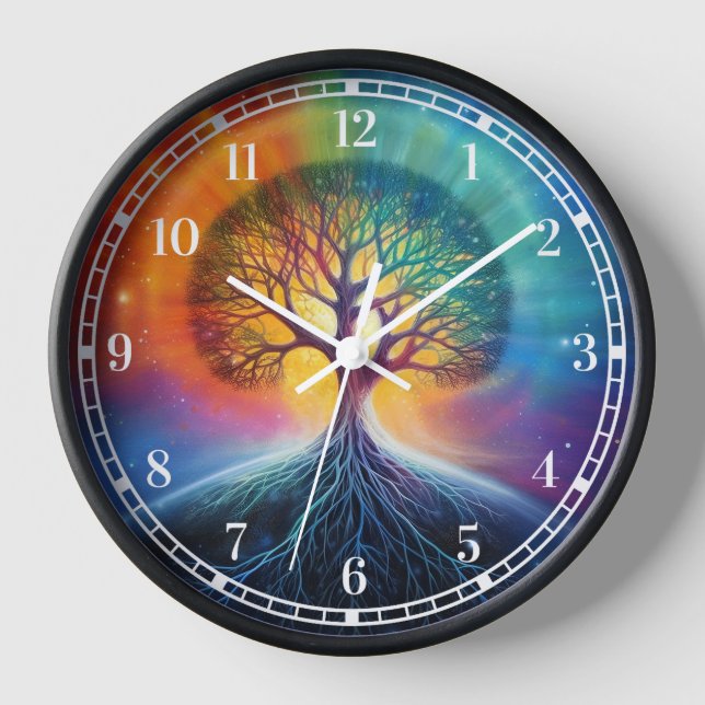 Tree Of Life Surreal Rainbow Art Clock (Front)