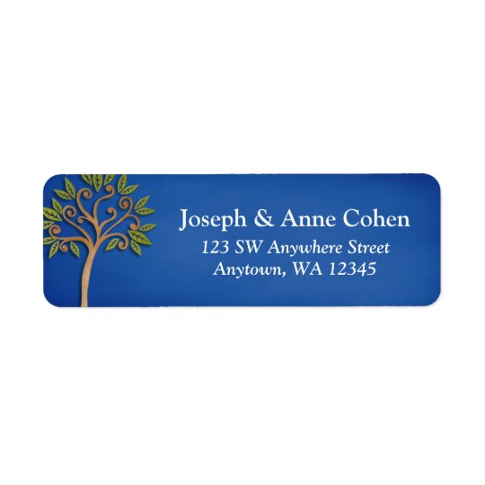 Tree of Life Swirls Blue Return Address Return Address Label
