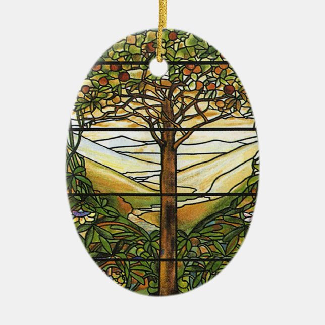 Tree of Life/Tiffany Stained Glass Window Ceramic Tree Decoration (Front)
