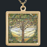 Tree of Life/Tiffany Stained Glass Window Gold Plated Necklace<br><div class="desc">Vintage Art.  Makes a meaningful,  loving gift for her for almost all occasion. Thanks for viewing.</div>