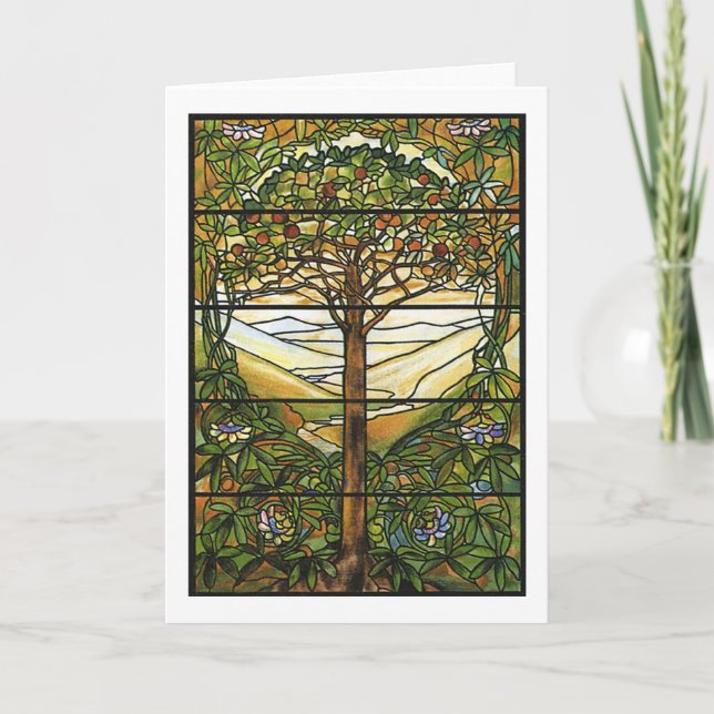 Tree of Life/Tiffany Stained Glass Window Holiday Card (Front)