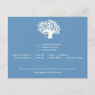 Tree of Life Twins Bar Bat Mitzvah Wedding RSVP Card