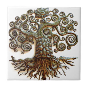 TREE OF LIFE VINTAGE ART CERAMIC TILE
