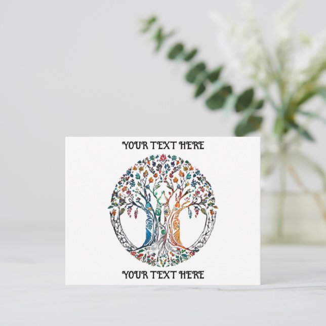 Tree of Life Vivid coloured  Postcard (Standing Front)