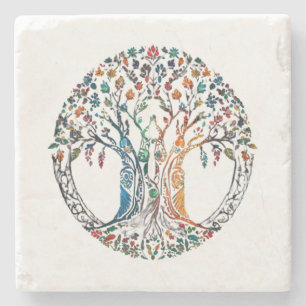 Tree of Life Vivid coloured Stone Coaster