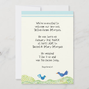 Tree of Life, Whimsical Boy Birth Announcement