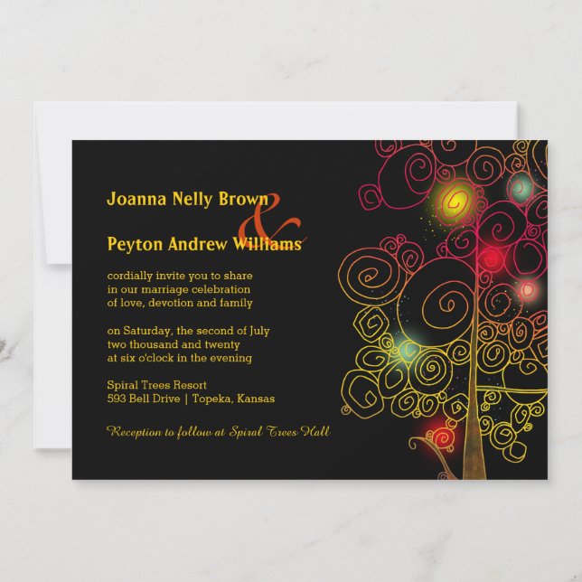 Tree of Life Whimsical Wedding Invitation (Back)