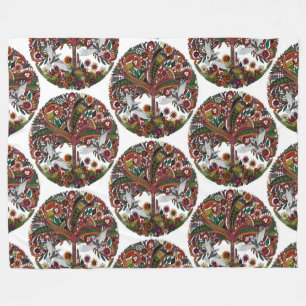 tree of life white fleece blanket