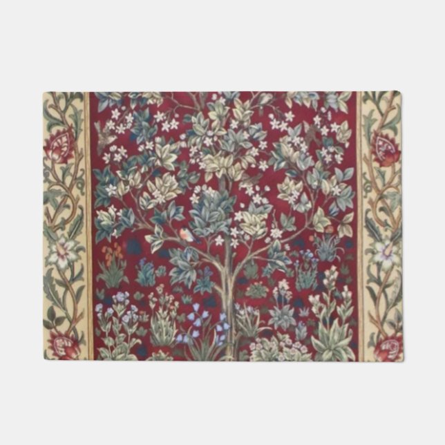 Tree Of Life William Morris Red Doormat (Front)