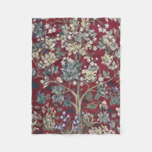 Tree Of Life William Morris Red Fleece Blanket