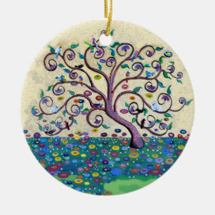 Tree of life with birds ceramic tree decoration