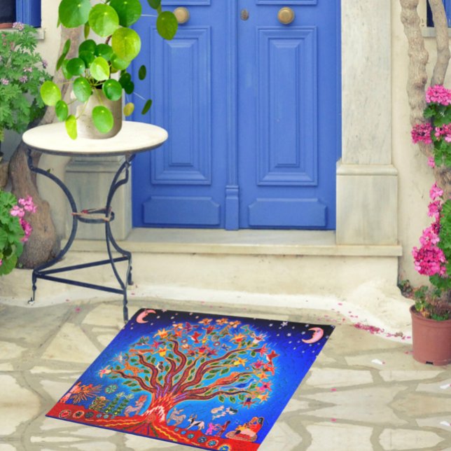 Tree Of Life With Birds &amp; Flowers In The Night Sky Doormat (Creator Uploaded)