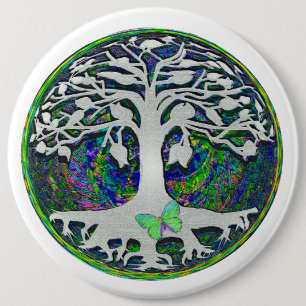 Tree of Life with Butterfly in Circle 6 Cm Round Badge