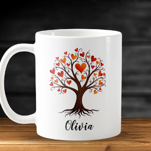  Tree of Life with Heart-shaped Leaves Coffee Mug