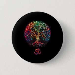 Tree Of Life With Om Symbol Yoga 6 Cm Round Badge