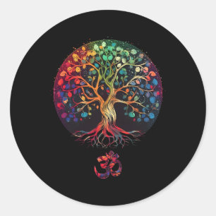 Tree Of Life With Om Symbol Yoga Classic Round Sticker