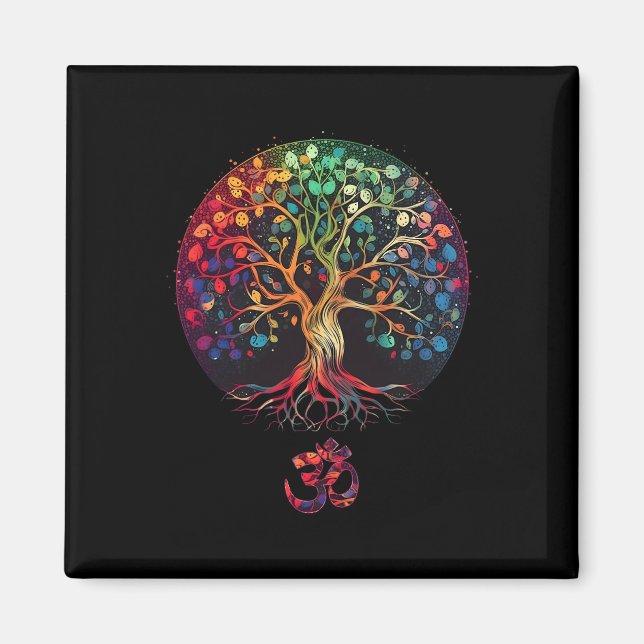 Tree Of Life With Om Symbol Yoga  Magnet (Front)
