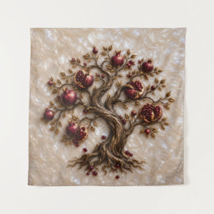 Tree of Life with Pomegranates   3D Relief Art Tapestry