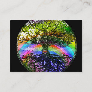 Tree of Life with Rainbow Heart Business Card